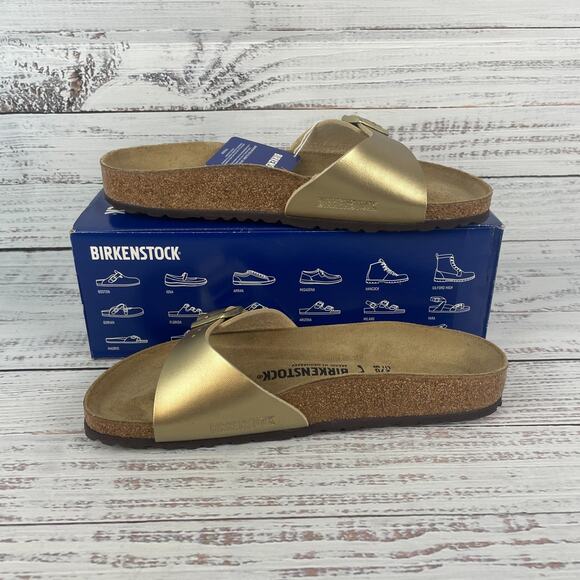 Birkenstock Madrid BS Men 11 Narrow Slide Sandals Gold Metallic main image 4